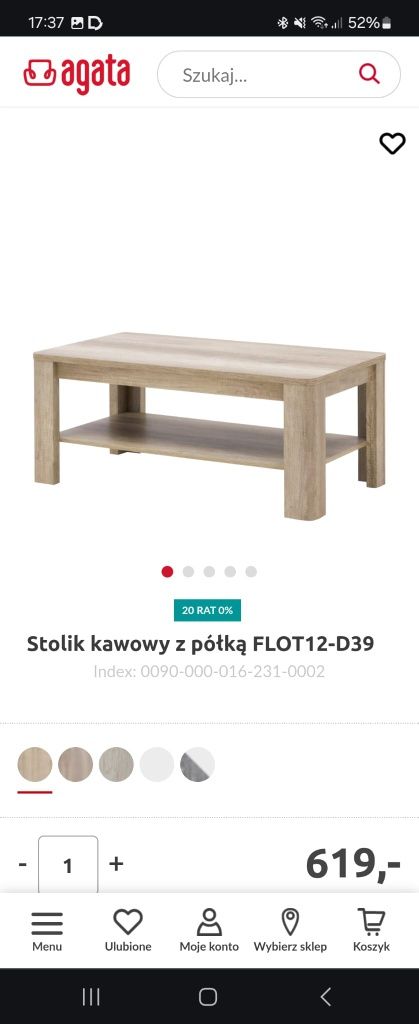 Stolik kawowy z półką flot12-d39