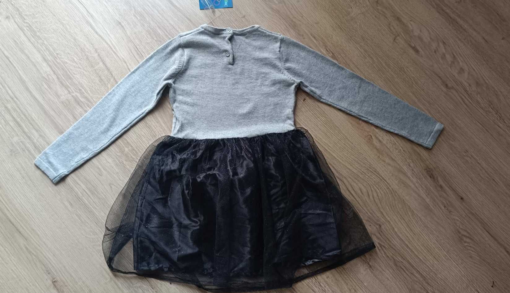 Nowa sukienka dziewczęca zimowa 110/116 dla dziewczynki bawełna tiul