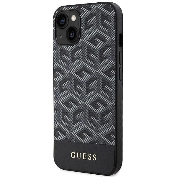Etui Guess GCube Stripes MagSafe na iPhone 14 Plus - czarne