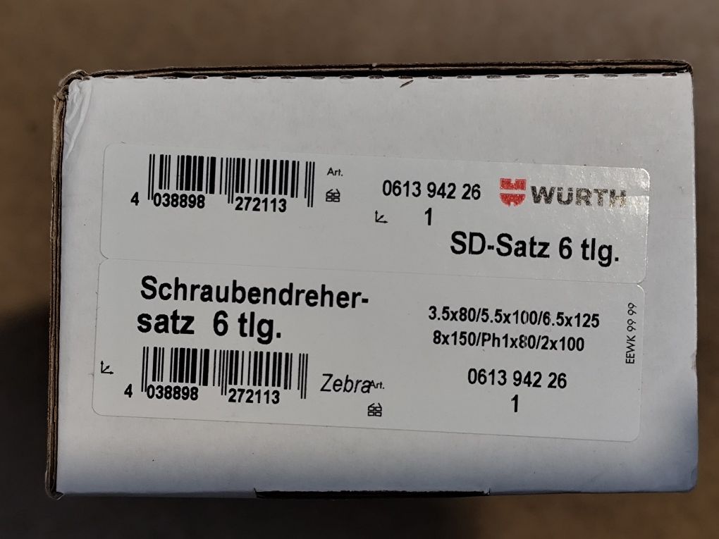 Wurth Zestaw 6 wkrętaków !!! Nowe !!!