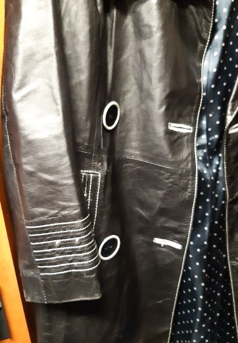Płaszcz skórzany czarny vintage rozmiar L