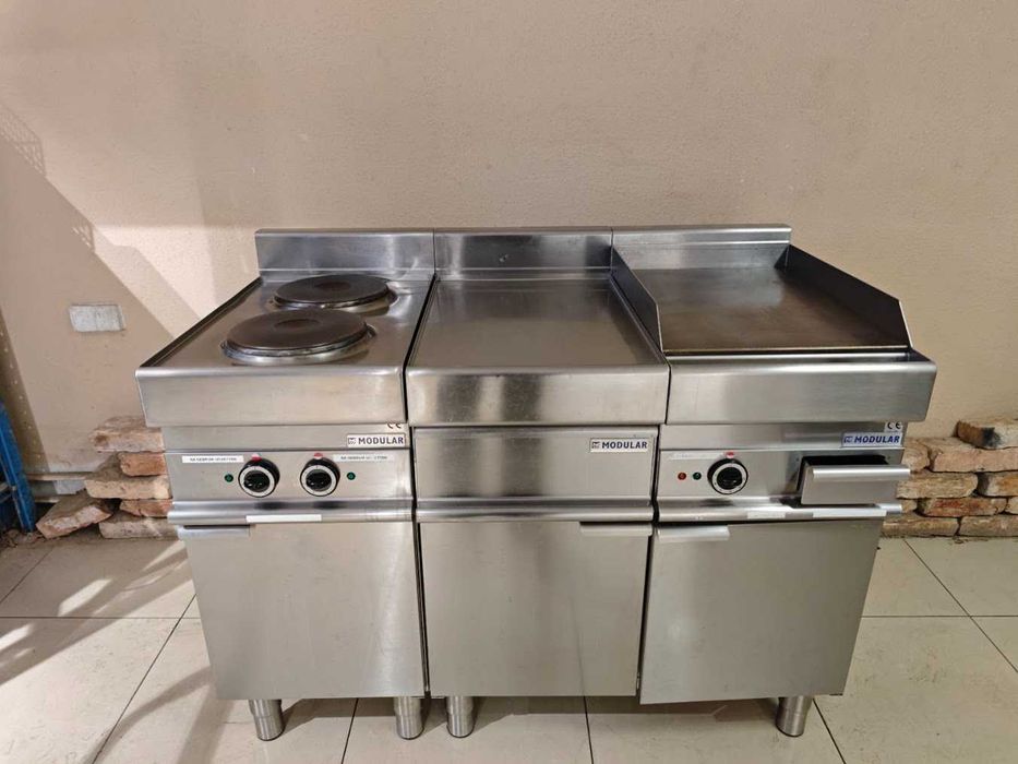 Grill gastronomiczny Modular + kuchnia elektryczna + blat roboczy