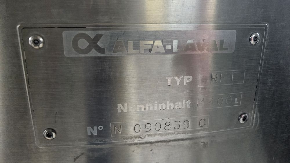 Zbiornik chłodzący Alfa Laval z agregatem i mieszadłem