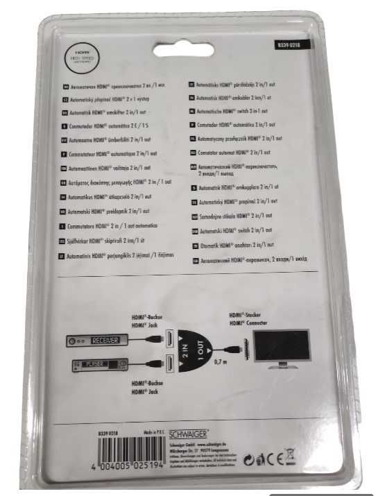 Adapter HDMI 2in/1out