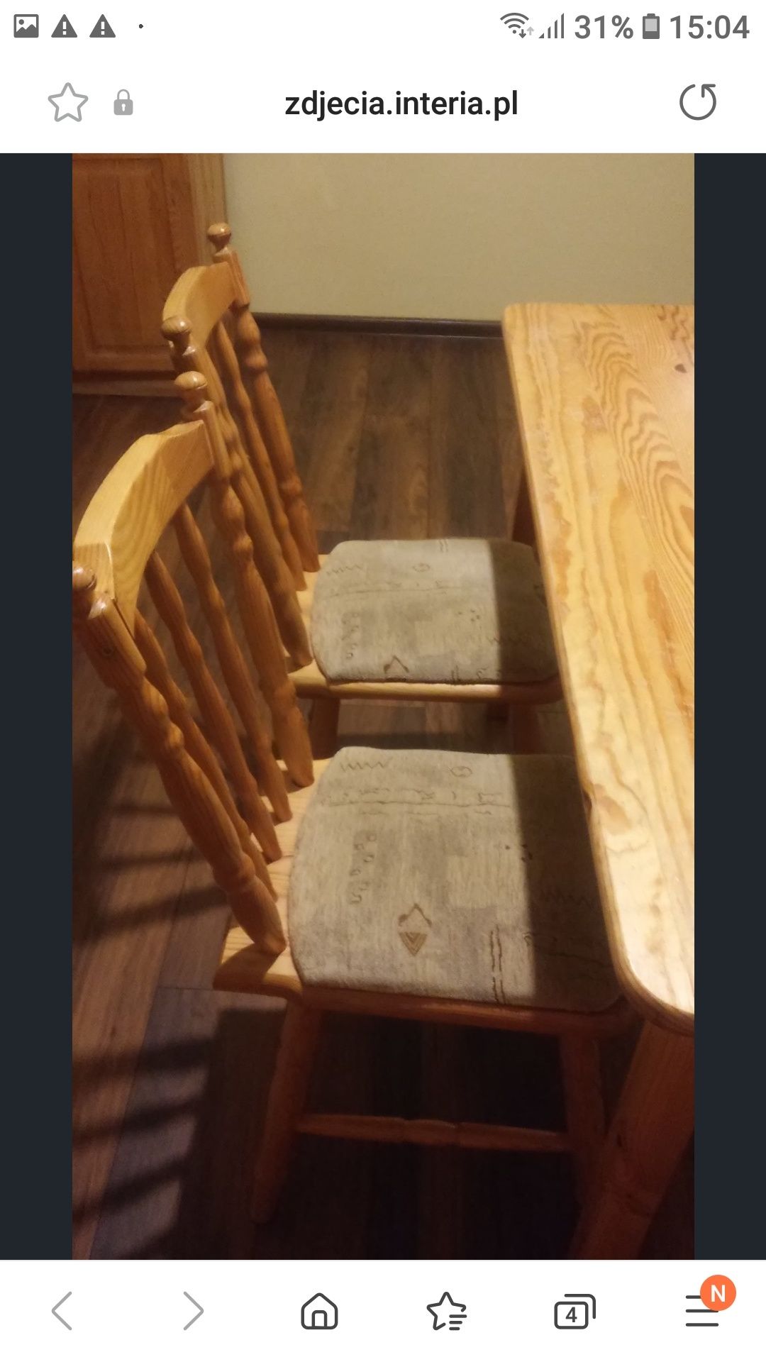 Komplet stół, krzesła sosnowe .