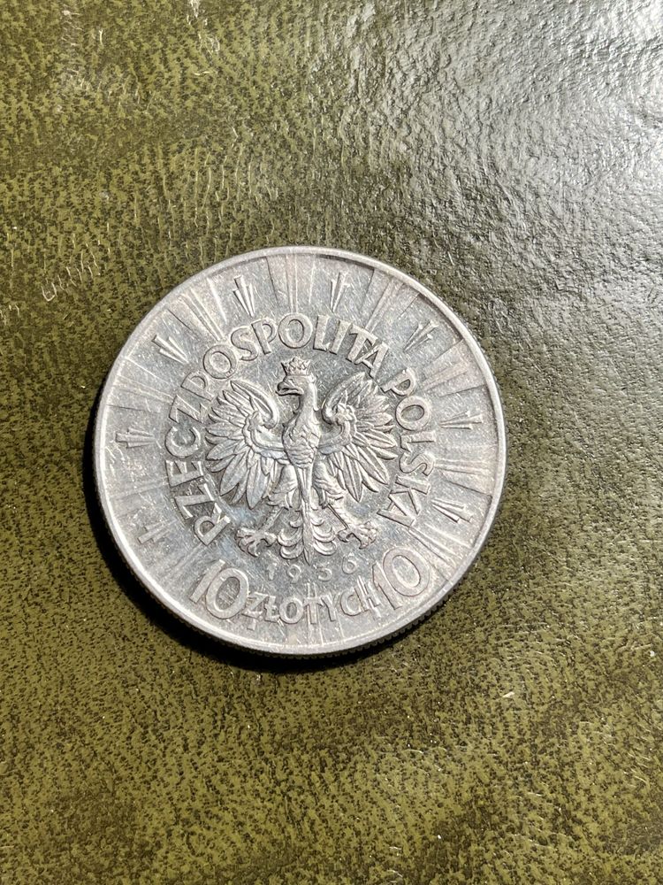 Srebrna moneta 10zł, Piłsudski 1936r, ładny stan. Oryginał