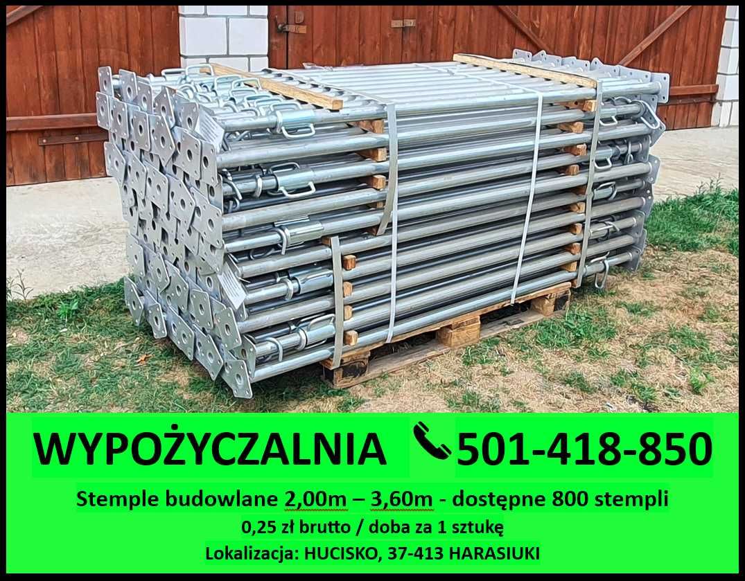 Stemple budowlane metalowe - Wypożyczalnia - Dostępne 800 stempli