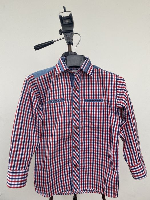 Koszula dla chłopca nowa 116 wzrost w kratkę czerwoną długi rękaw