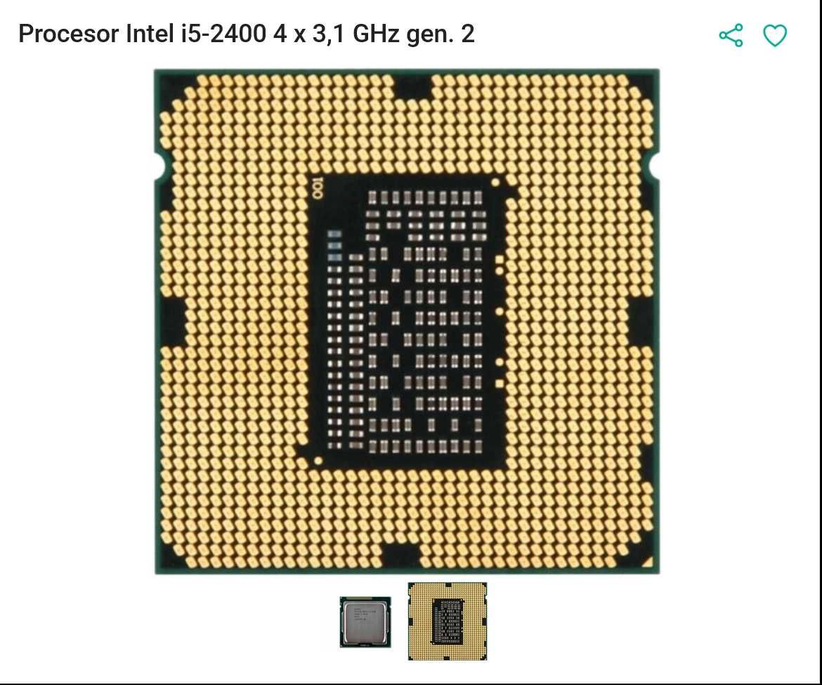 Procesor + płyta + chłodzenie + pamięć , Intel Core i5-2400 3.1 GHZ