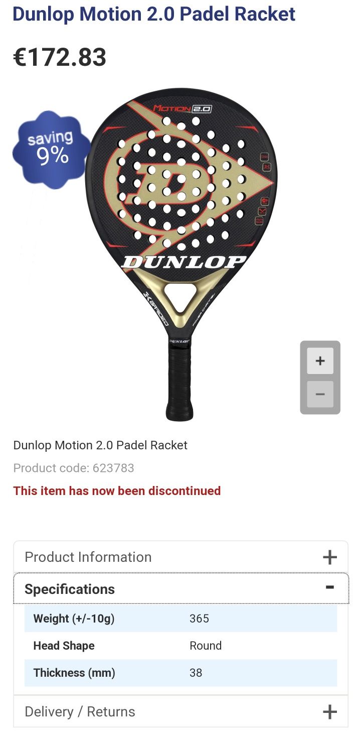 Raquete padel Dunlop Motion 2.0