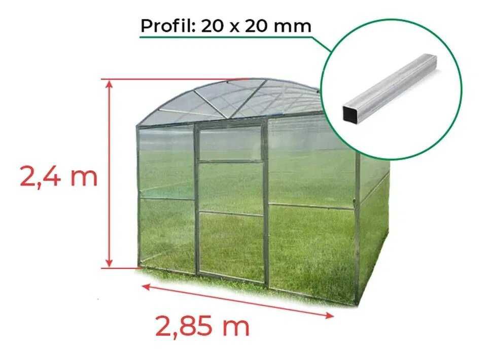 Szklarnia Poliwęglan 2,85x4m +3 prezenty (dostępne 6m, 8m, 10m, 12m)