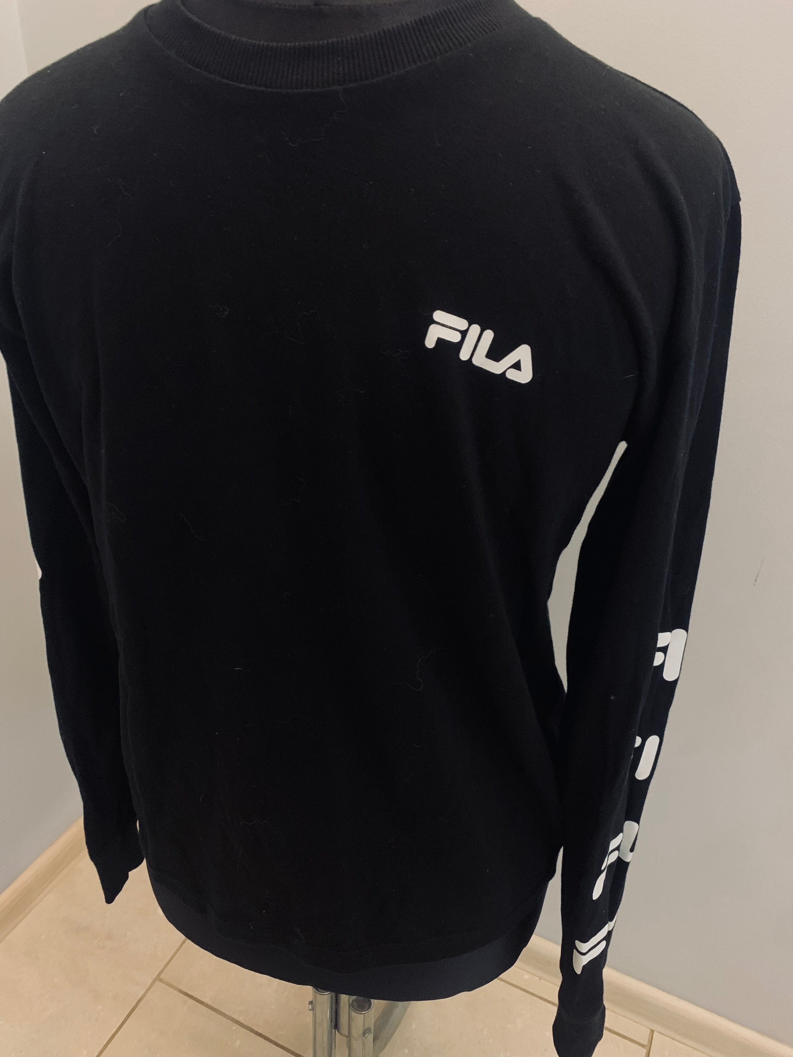 Fila longsleeve, czarny męski T- Shirt z długim rękawem r. S logowany