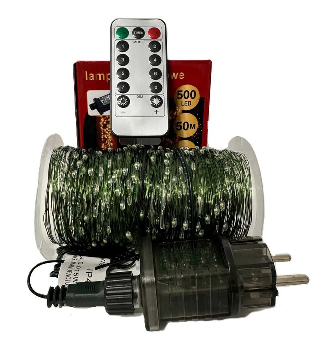 Lampki choinkowe 500 led 50 światełka druciki ryż girlanda zimny biały