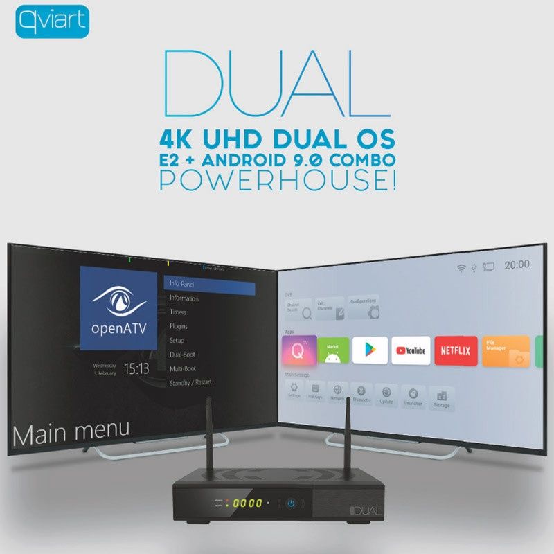 Receptor Combo (SAT+Cabo+IPTV) Linux+Android QVIART Dual 4K