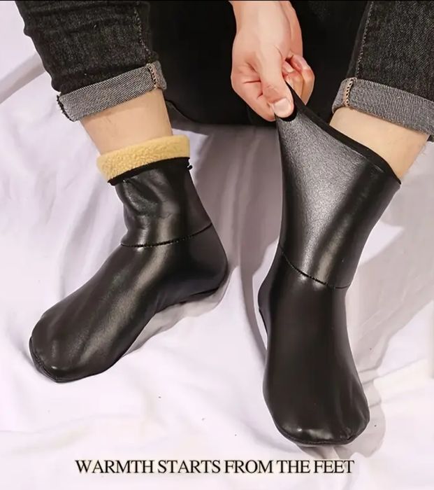 Домашні таплі шкапретки з еко шкіри на хутрі розмір 23-26