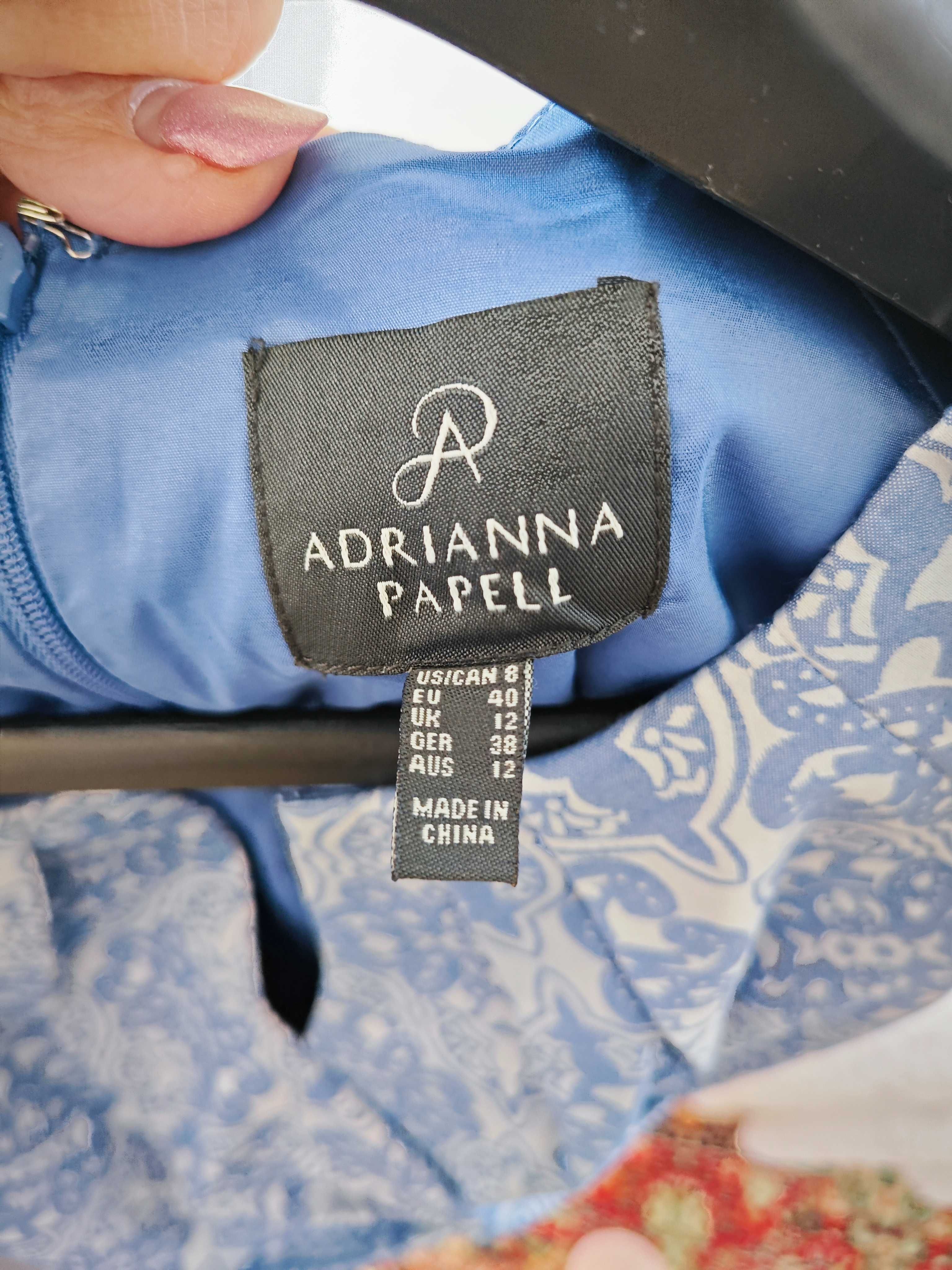 Sukienka wzorzysta żakardowa granatowa Adrianna Papell, rozmiar 40