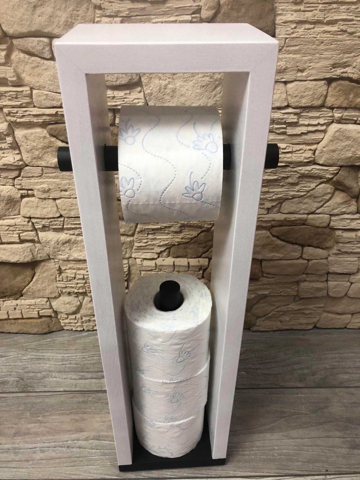 Stojak drewniany na papier toaletowy LOFT czarny, biały i inne kolory