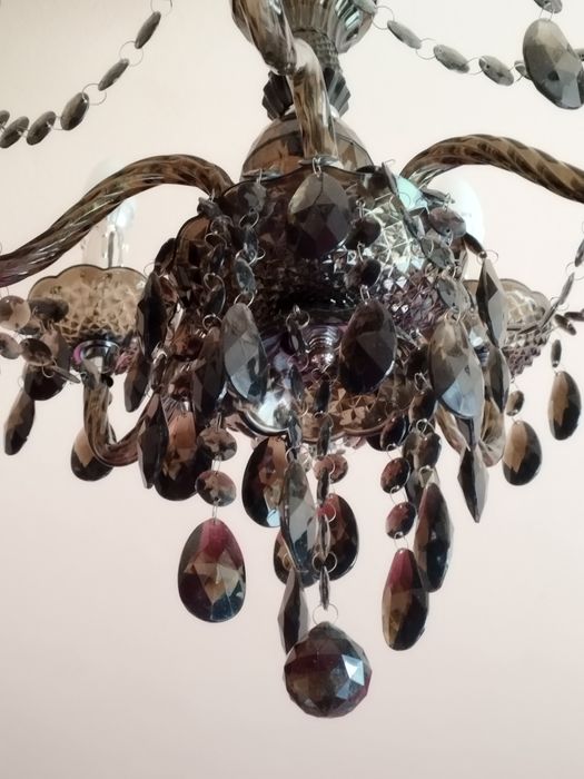 Żyrandol z kryształkami kryształowy 5xE14 z żarówkami ciepłymi LED