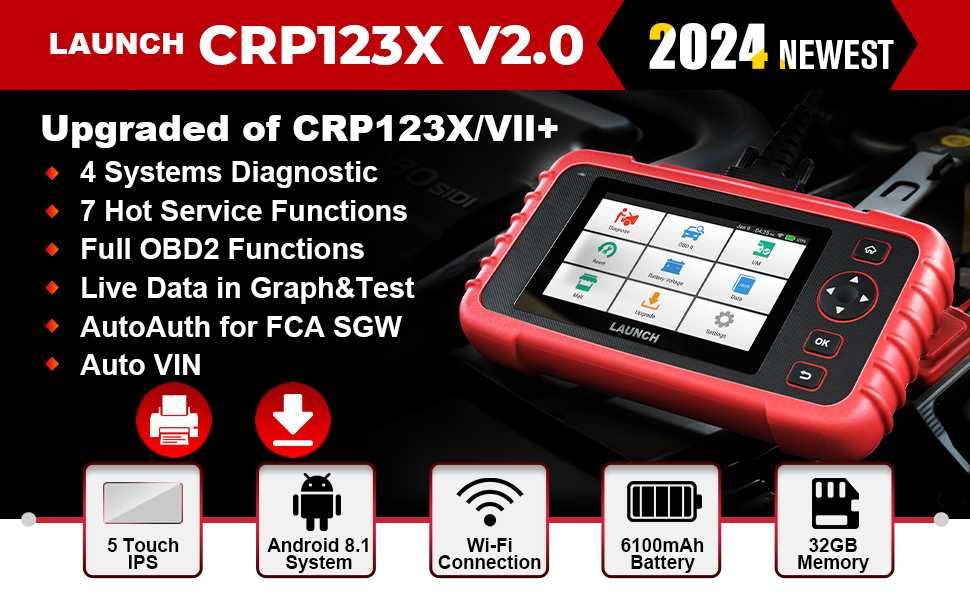 Launch CRP123X V2 Maquina Diagnóstico OBD Actualizações Grátis (NOVO)