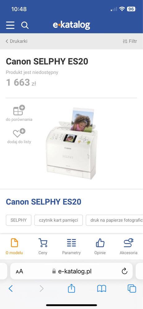 Drukarka do zdjęć Canon Selphy