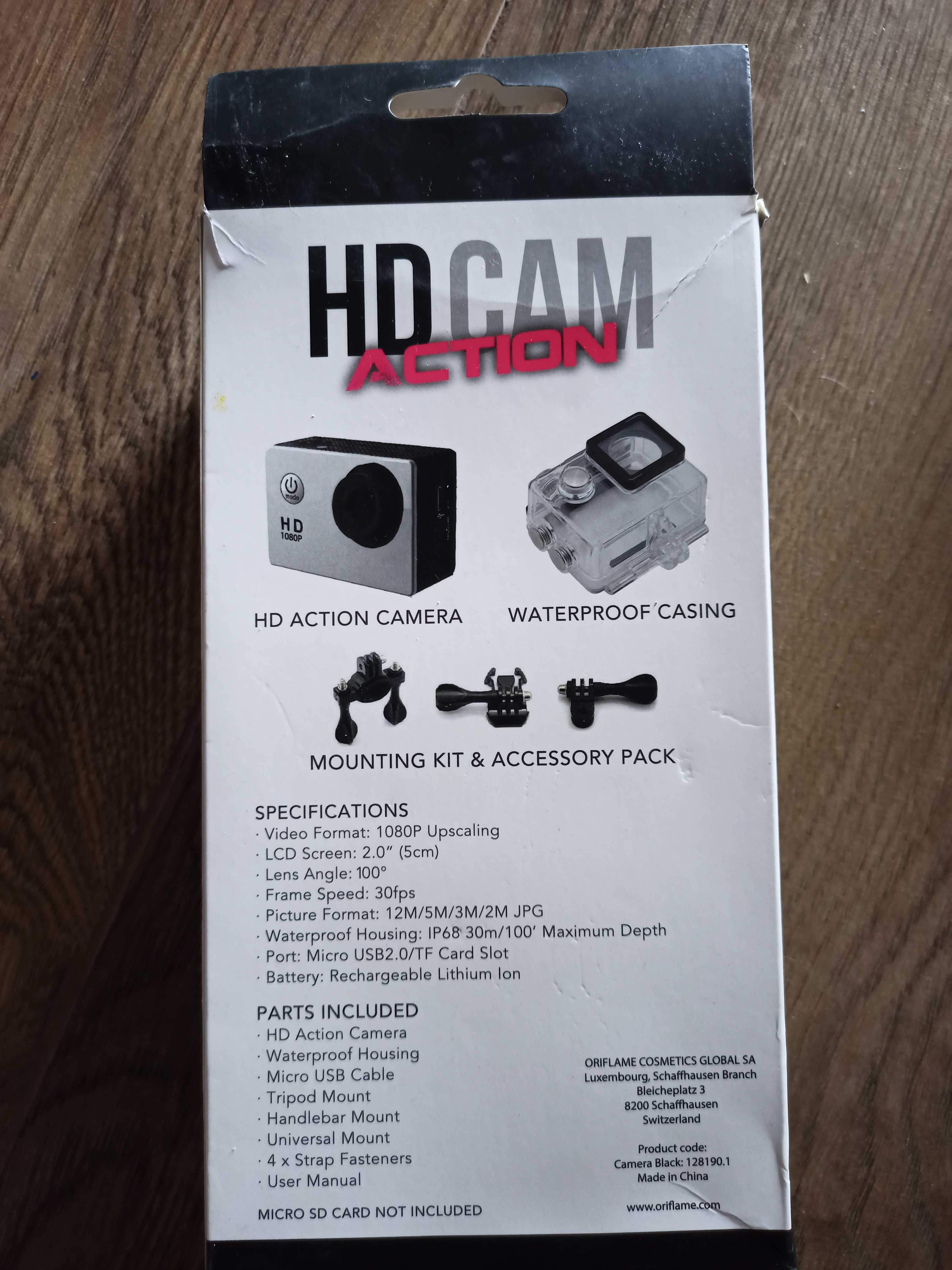 Kamera HD 1080p HD CAM ACTION. Z wodoodpornym etui.