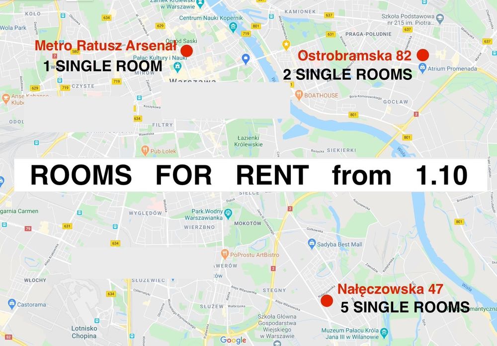 Wolny pokój Centrum Śródmieście Stare Miasto OLD TOWN Mokotów
