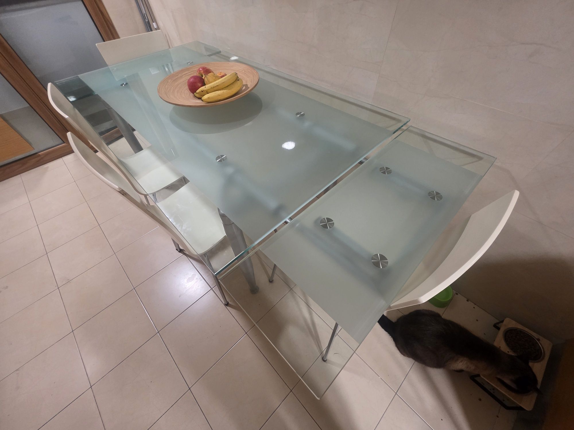 Mesa cozinha vidro + 4 cadeiras
