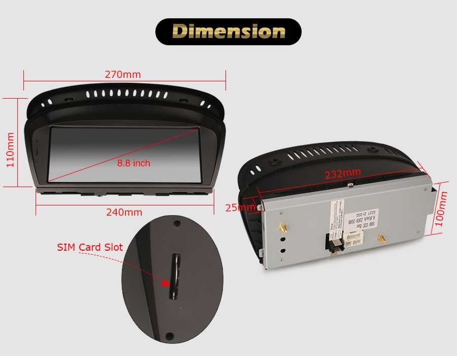Radio DAB+ GPS WiFi 4G MP3 CarPlay Android BMW E90 E91 E92 E93 E60 E64
