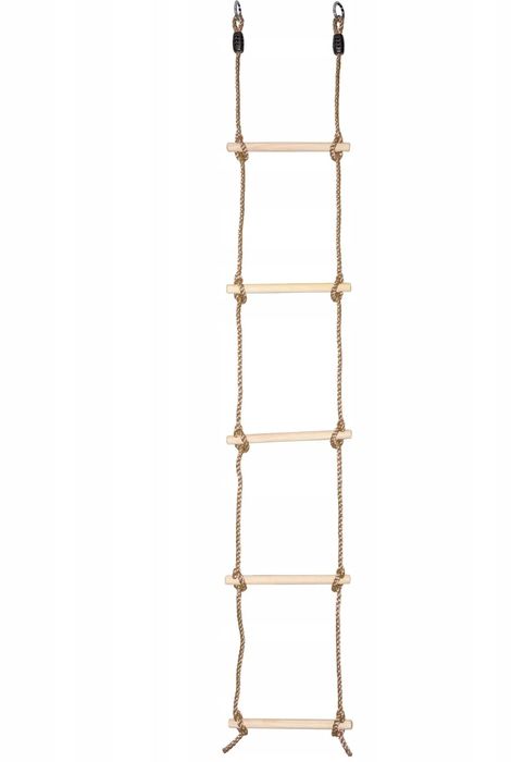 Drabinka na linie do wspinaczki z drewnianymi szczebelkami