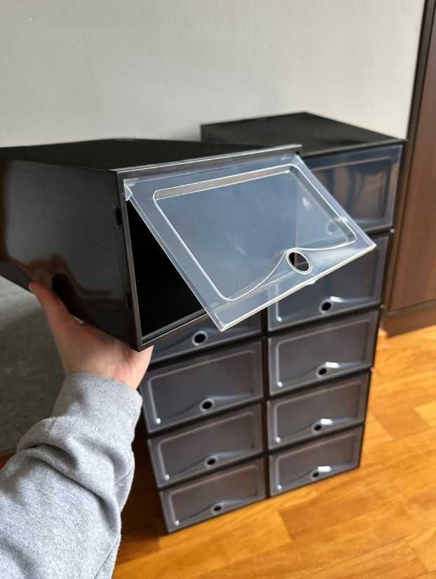 Czarne pudełka na buty organizer pojemnik na obuwie NOWY