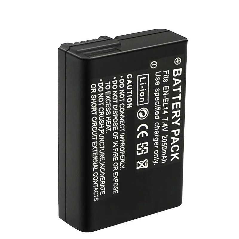 NOVO Bateria p/ Nikon EN-EL14 2050mAh p/ D3100 D3400 D5100 D5300