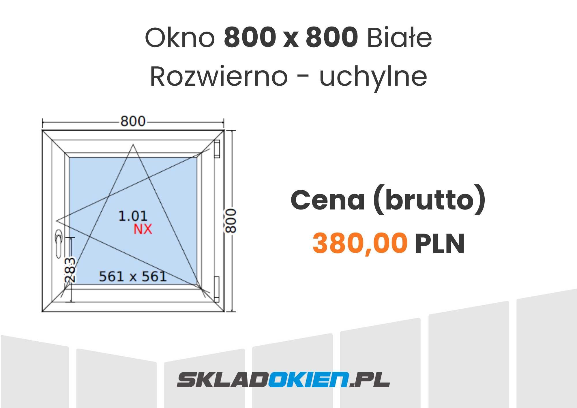 Okno PCV 80x80 / 800x800 różne kolory - Tanio / Wrocław /SKLADOKIEN.PL