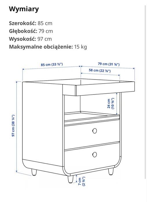 Błękitna komoda z przewijakiem IKEA MYLLRA