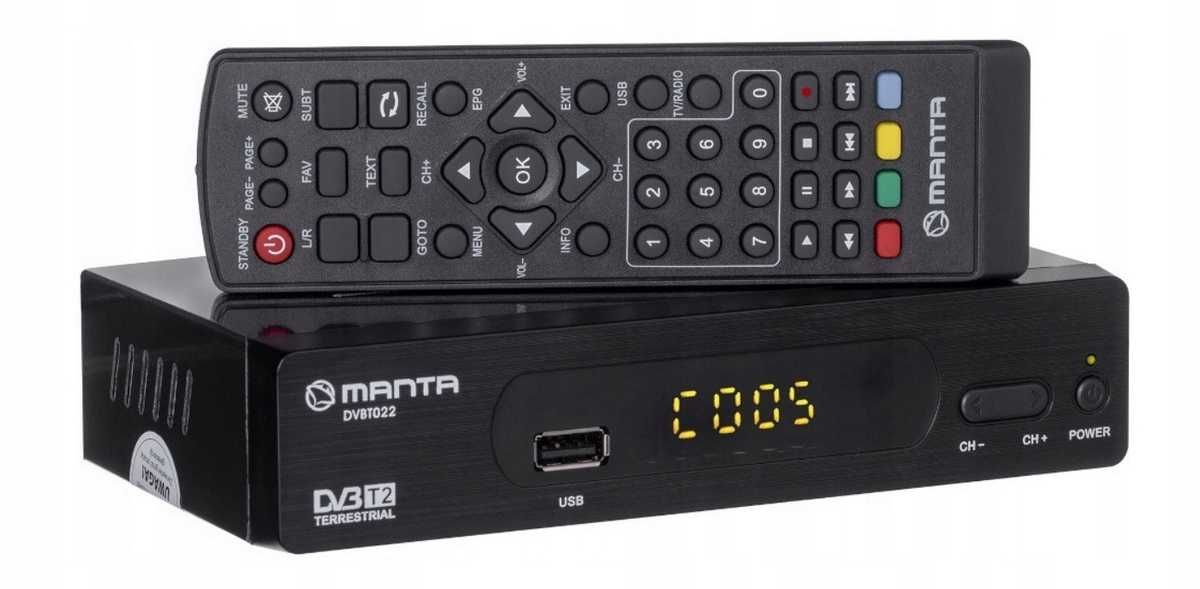 Dekoder MANTA DVBT019 lub 022 DVB-T2/HEVC/H.265 nowy standard