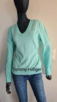 Sweter Tommy Hilfiger. Miętowy Turkusowy. Bawełna. Rozmiar XL / XXL