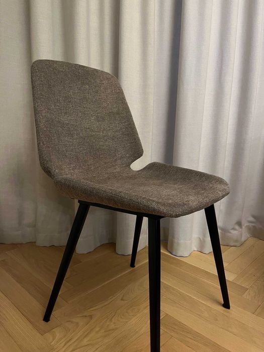 Zestaw 4 eleganckich krzeseł - szare beżowe