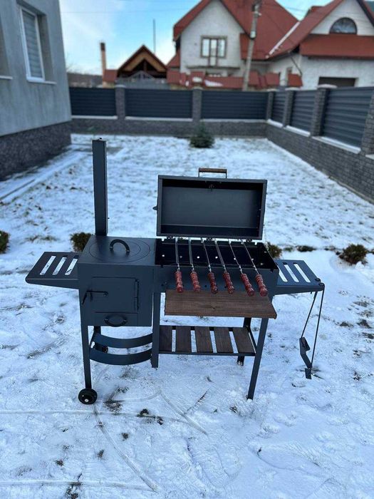 Мангал з пічкою під казан метал 4 мм на 8 шампурів ПОСИЛЕНИЙ