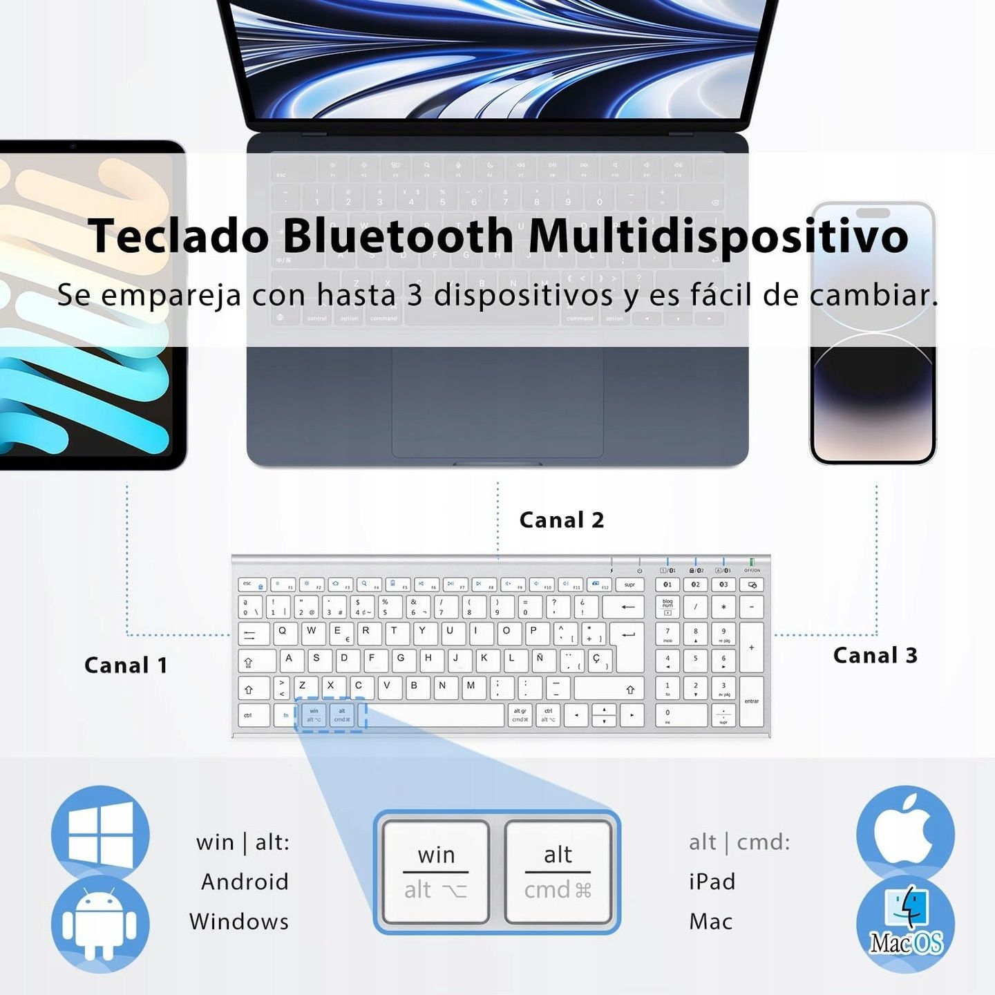 Klawiatura iClever IC-BK10 bezprzewodowa klawiatura bluetooth QWERTY