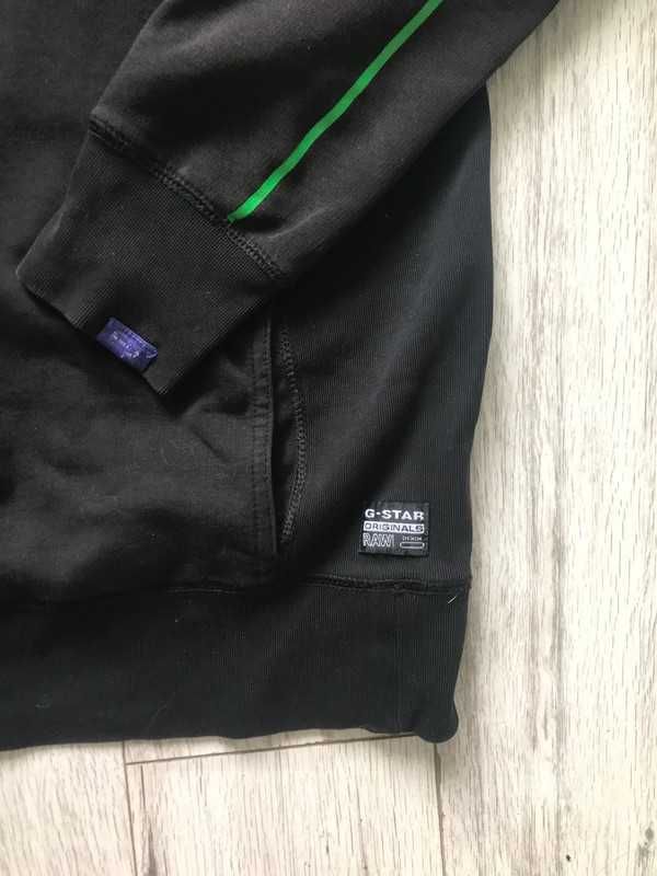 czarna bluza z kapturem hoodie gstar raw vintage unisex zielona męska