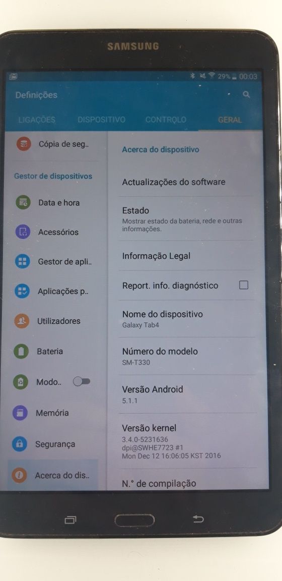 Tablet Samsung A4 modelo T330 ler discrição.