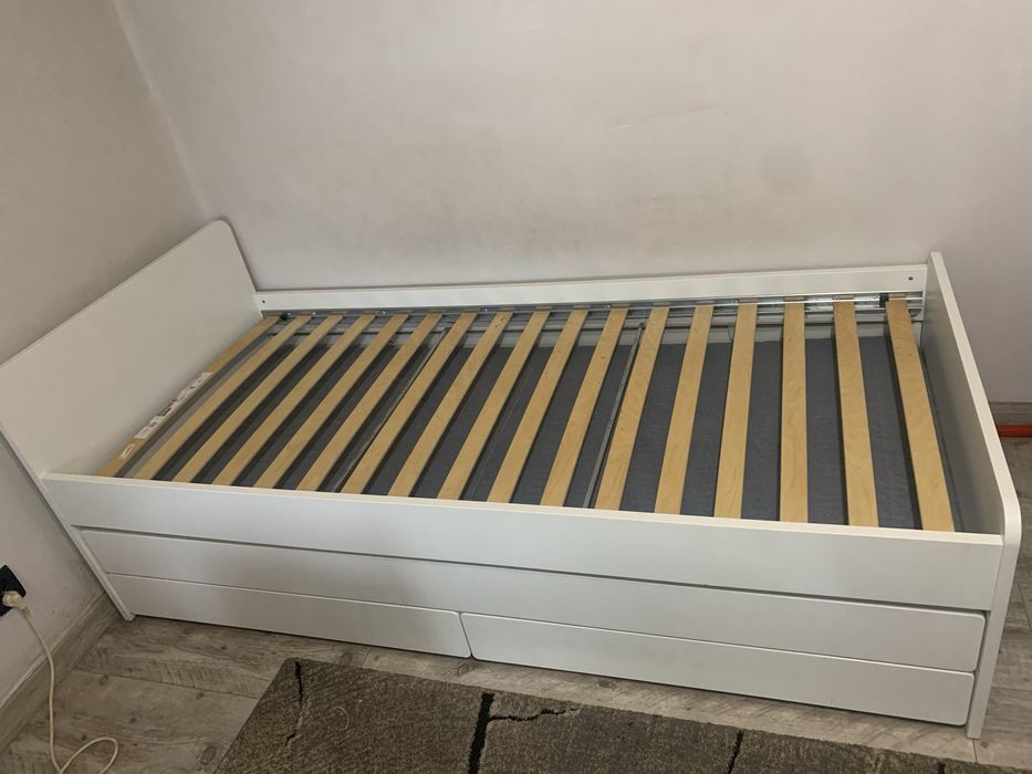 Łóżko ikea slakt podwójne wysuwane z materacami stan super