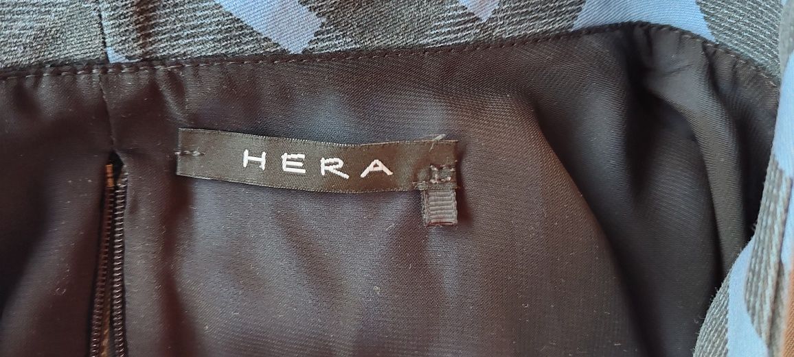 Hera r.38 sukienka niebieska w dużą kratę / rękaw 3/4