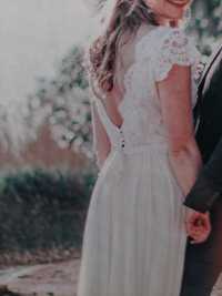 Wyjątkowa suknia ślubna 36 w kolorze ivory z odkrytymi plecami
