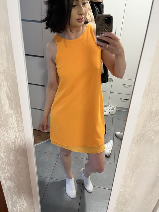 Sukienka river island pomarańczowa luźna zwiewna ramiączka