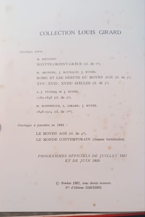 " Rome et les débuts Du moyen age ". 1961