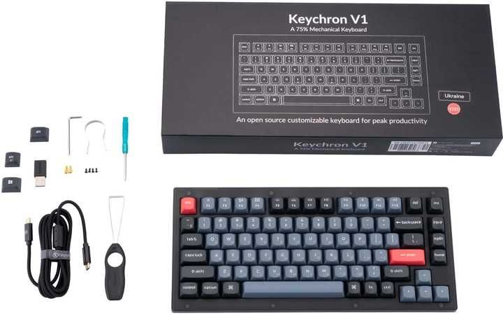 Клавіатура дротова Keychron V1 84 Key QMK Gateron G PRO Red Hot-Swap