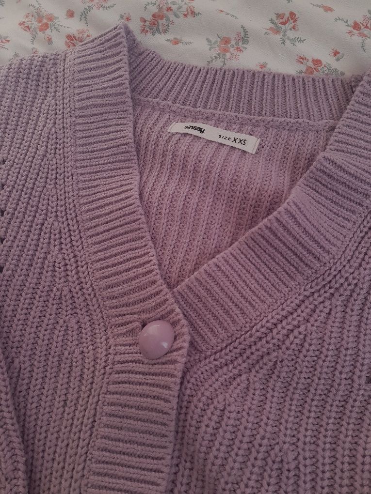 Fioletowy sweter na guziki xxs