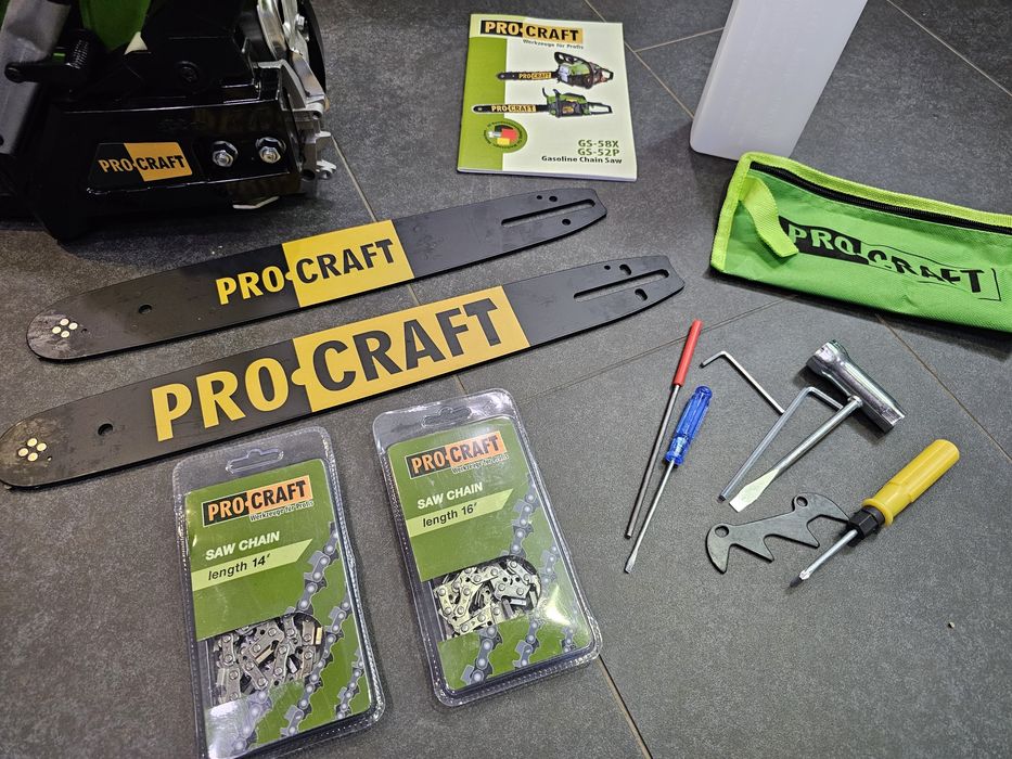 Бензопила Procraft 37сс 2 Шины +2 Цепи Пила Цепная Бензиновая