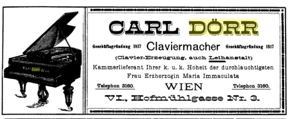 Antyczny Fortepian Carl Dörr, Wien 1896
