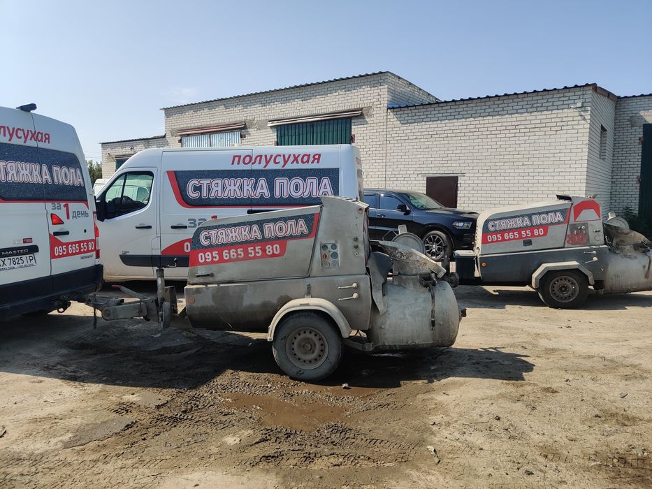 Стяжка пола Полусухая машинным способом